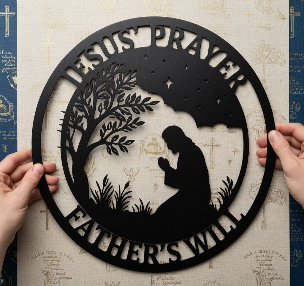 Betender Jesus in Gethsemane unter dem Baum Metallschild rund – Bild 10