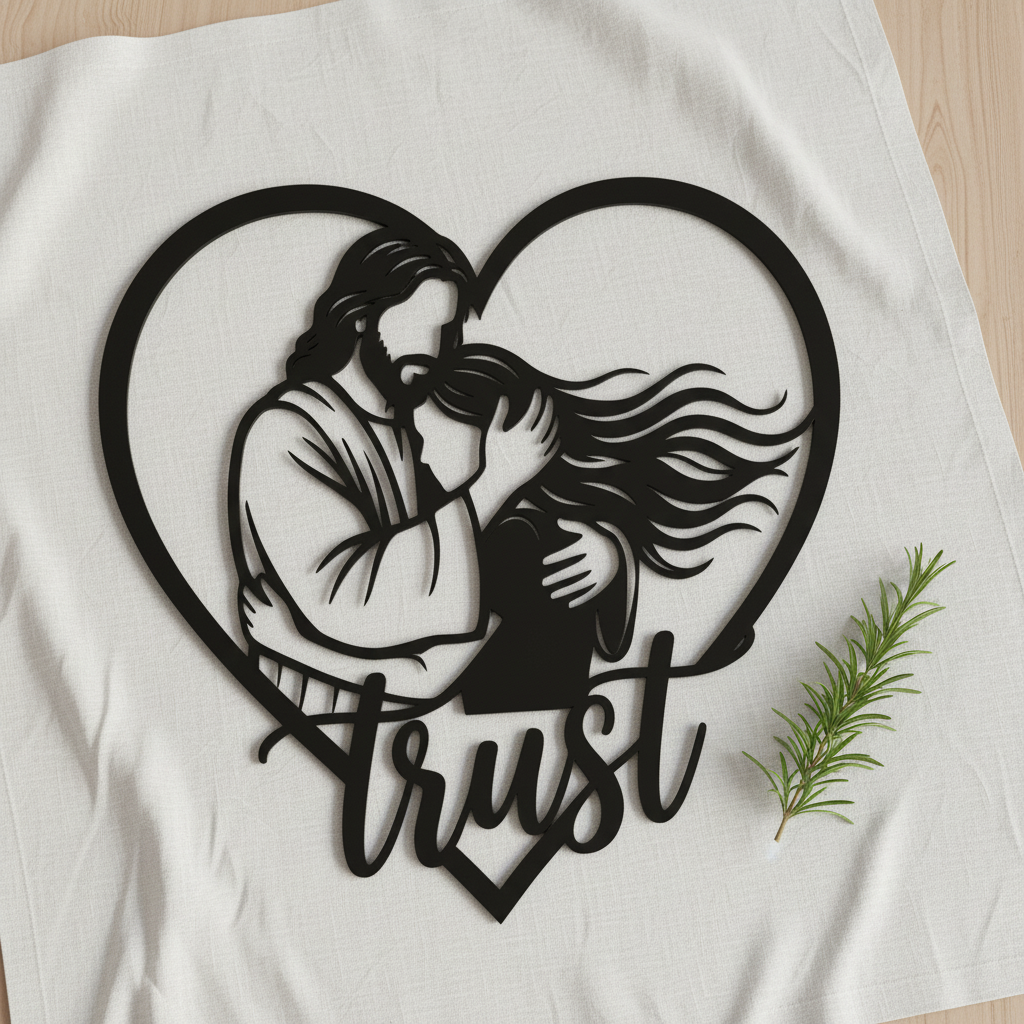 Personalisiertes Trust in Jesus Herz Metallschild – Bild 3
