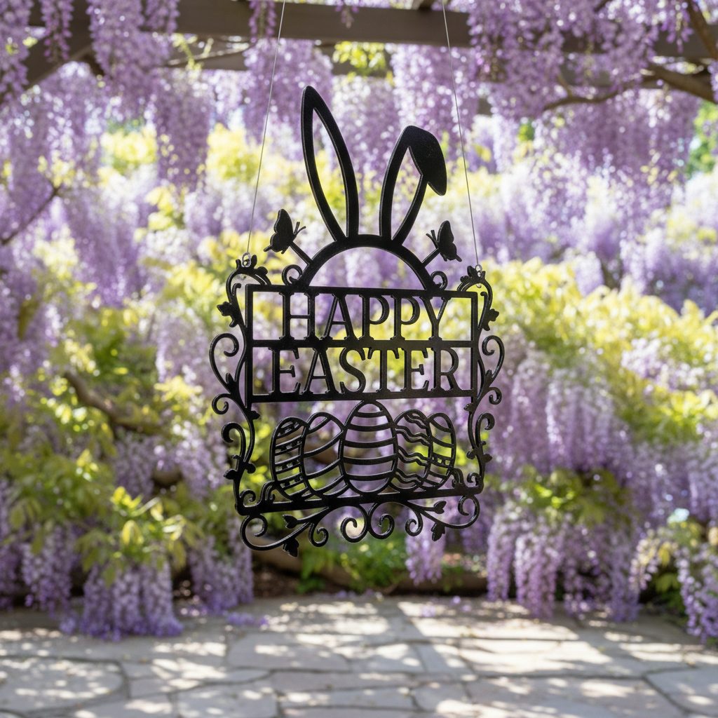 Happy Easter Hasenohren und Ostereier Metallschild – Bild 8