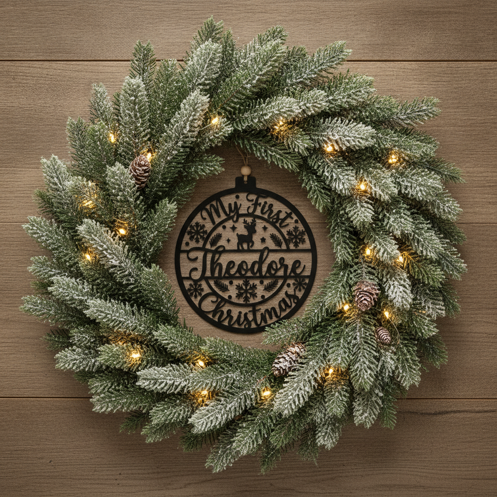 Personalisiertes Mein erstes Weihnachten Baby-Rentier Metallschild – Bild 8