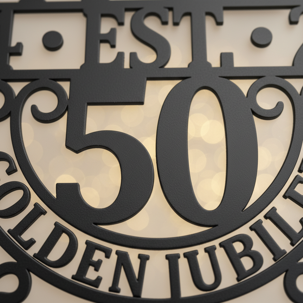 Personalisiertes Goldene Hochzeit Metallschild rund zum 50. Hochzeitstag – Bild 2