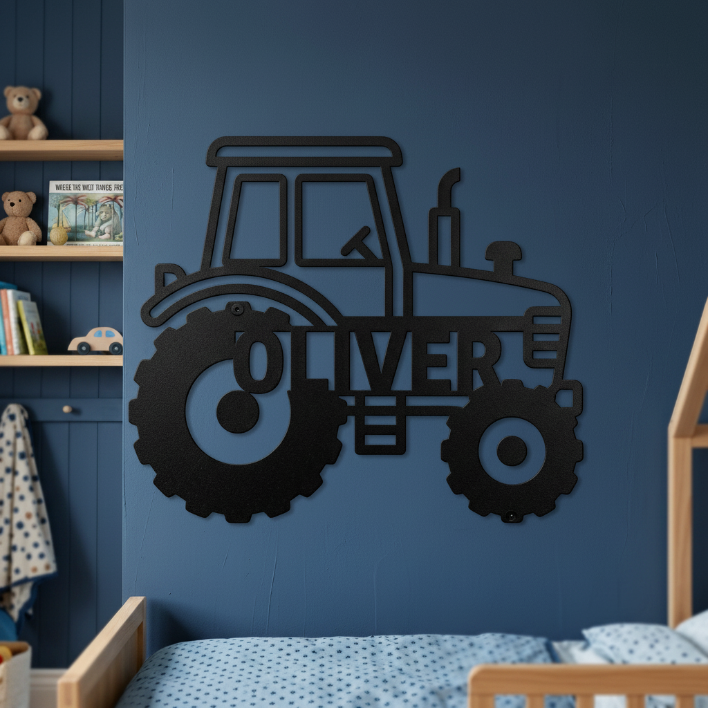 Personalisiertes Traktor Kindername Metallschild – Bild 3