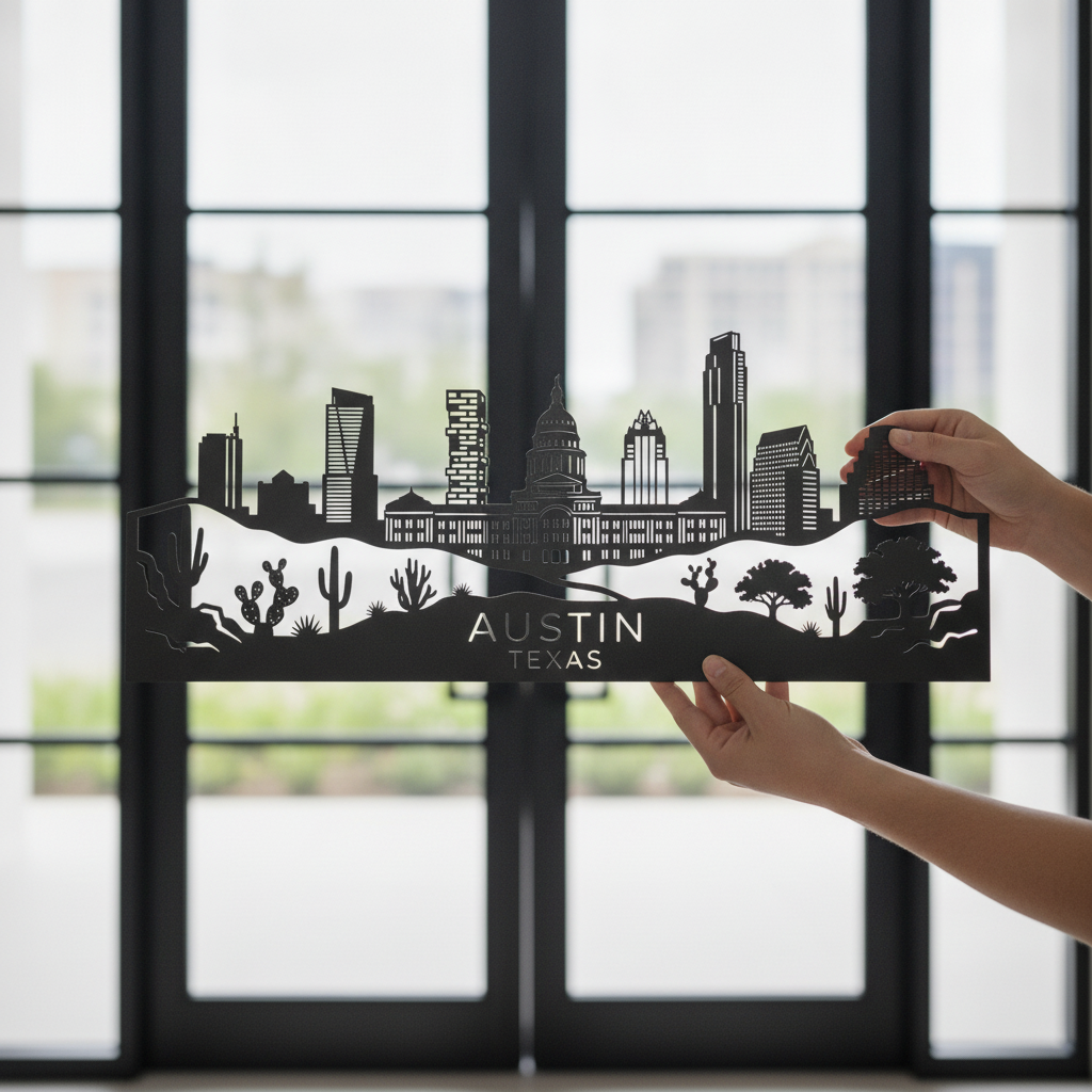 Austin Texas Skyline Metall Wanddeko – Bild 9