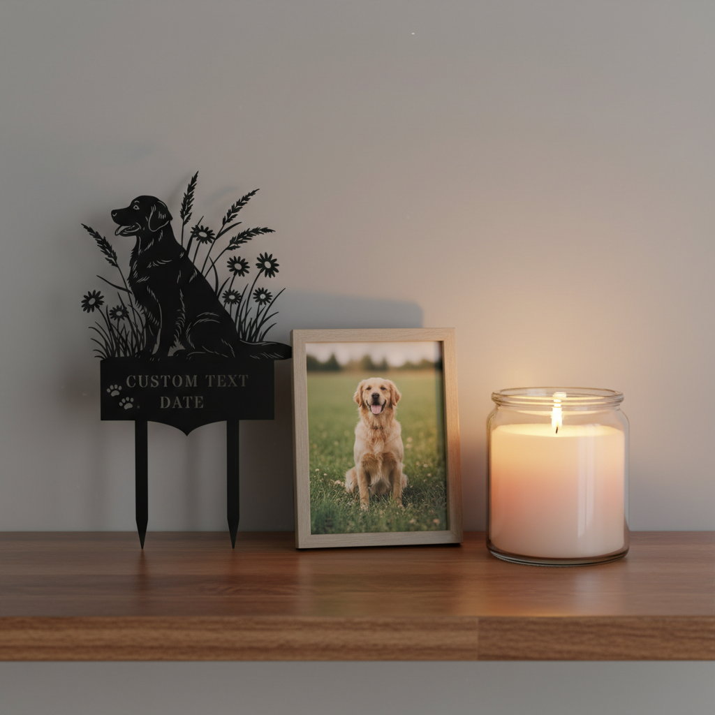 Personalisierter Golden Retriever Gedenkstecker – Bild 3