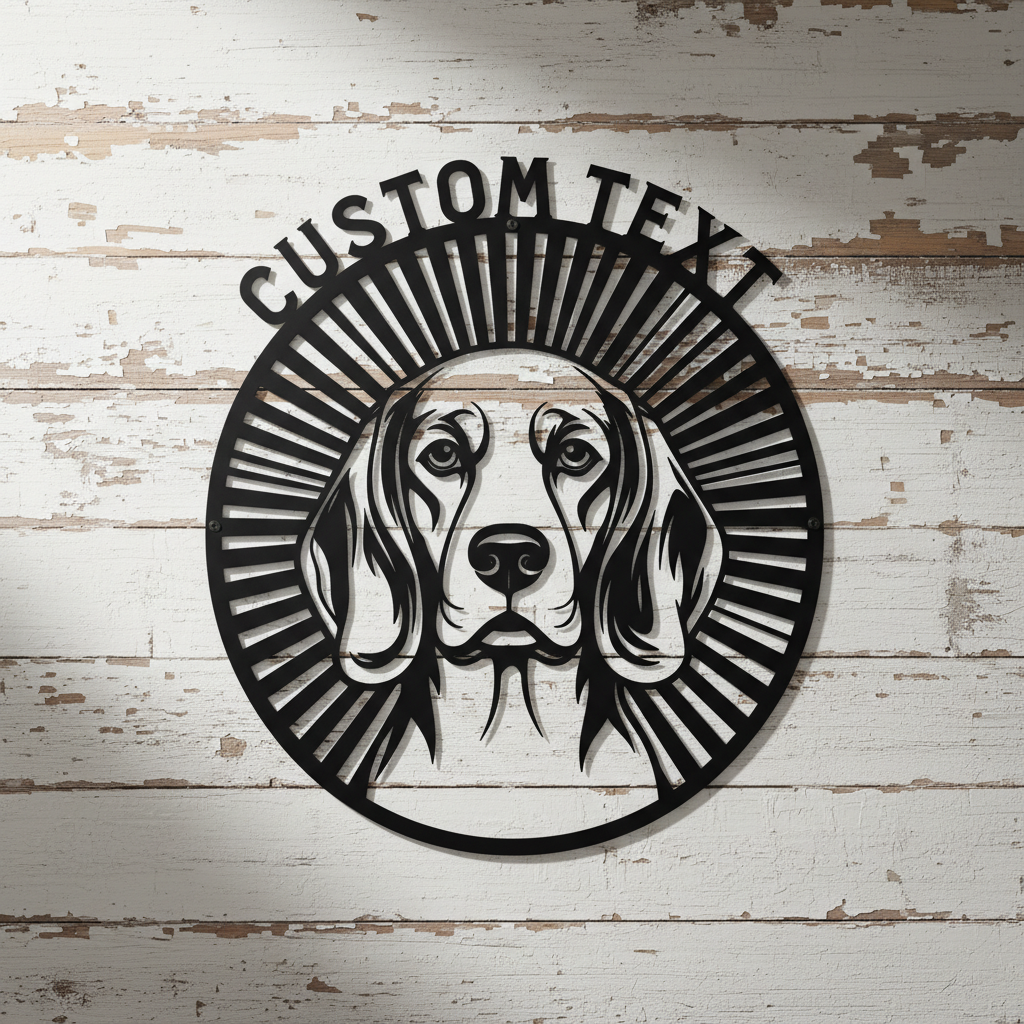 Personalisiertes Beagle Porträt Metallschild rund – Bild 6