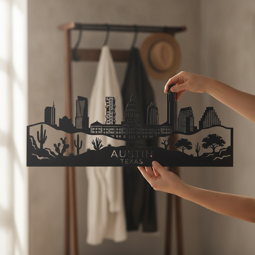 Austin Texas Skyline Metall Wanddeko – Bild 4