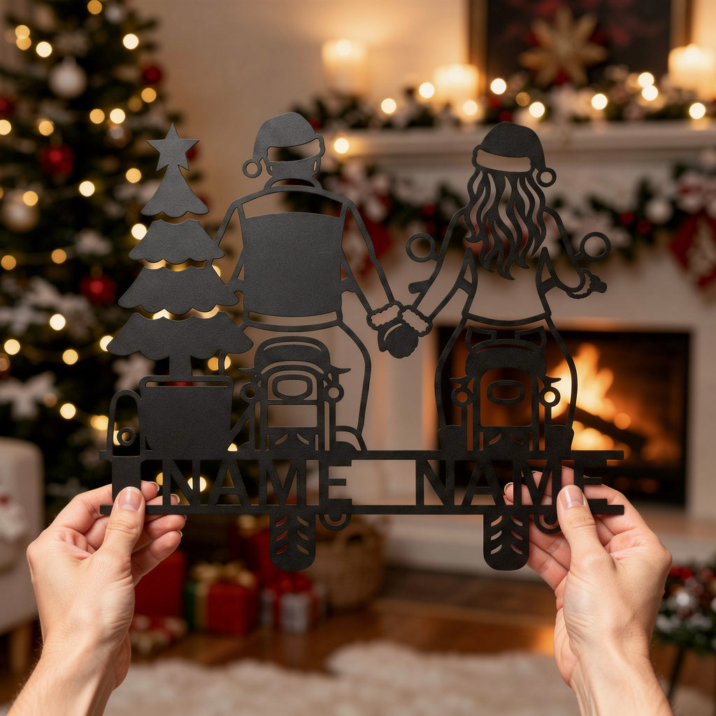Personalisiertes Weihnachts-Biker-Paar Metallschild – Bild 5