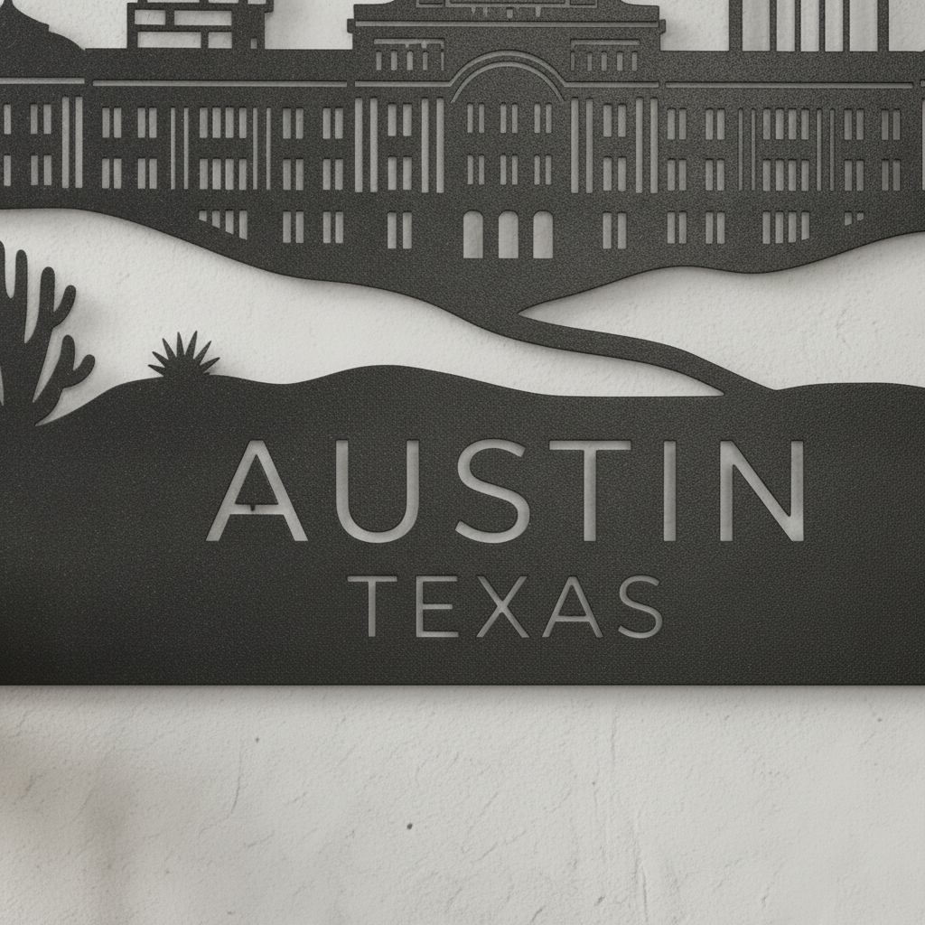 Austin Texas Skyline Metall Wanddeko – Bild 10