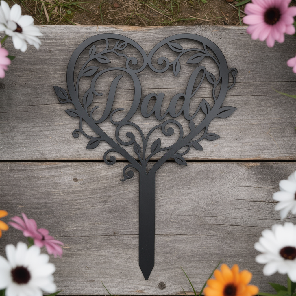 Dad Blumenherz Gedenkstecker – Bild 2
