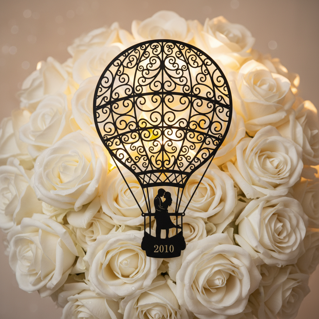 Personalized hot air balloon couple metal sign with names and year – image 5