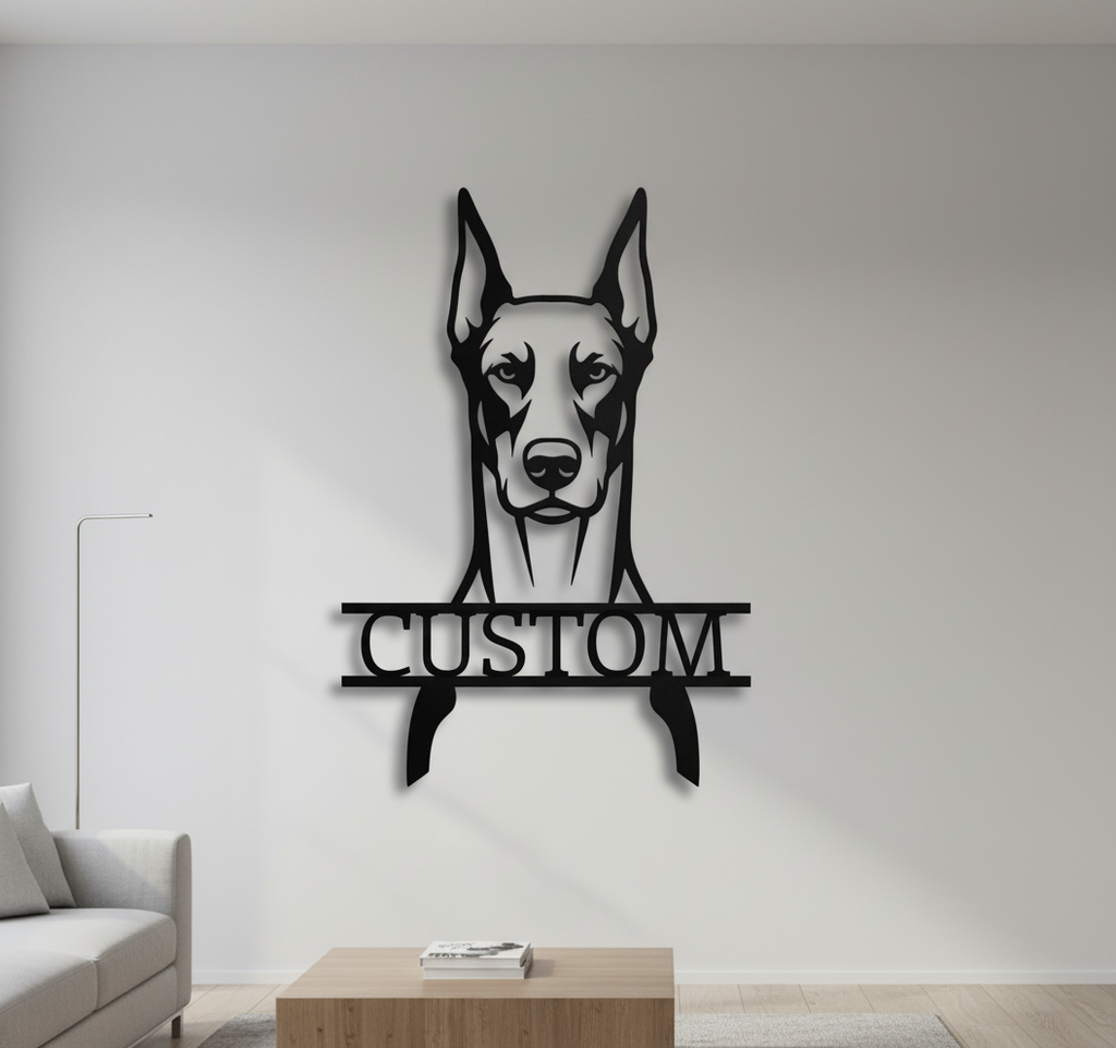 Personalisiertes Dobermann Kopf Metallschild – Bild 7