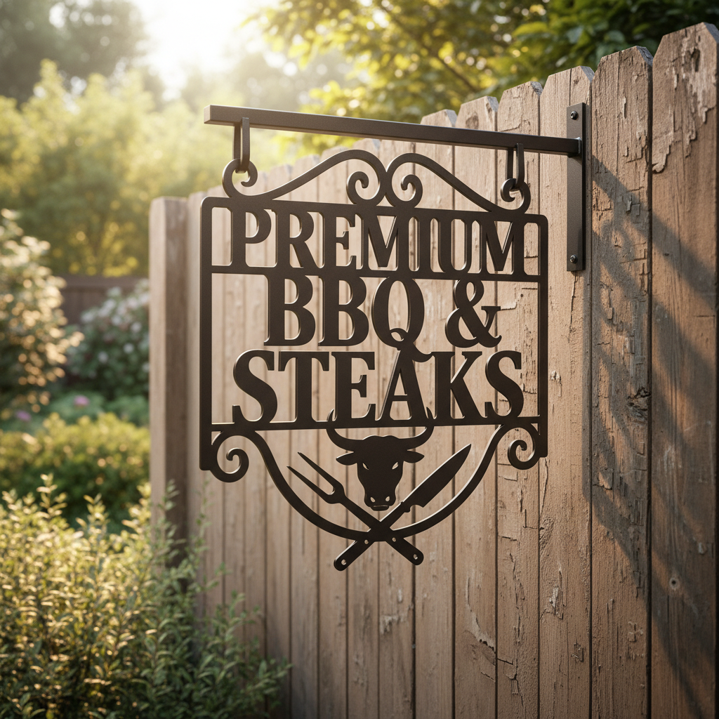 Personalisiertes Premium BBQ Stierkopf Metallschild – Bild 4