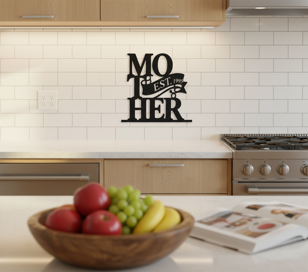 Personalisiertes Mama Metallschild Mother Est. mit Banner, Jahr und Namen – Bild 3