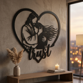 Personalisiertes Herz Metallschild „Trust in Jesus“ mit Namen aus Stahl