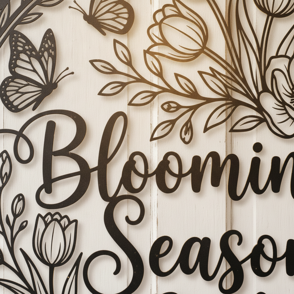 Blooming Season Blumen und Schmetterlinge Metallschild rund – Bild 5