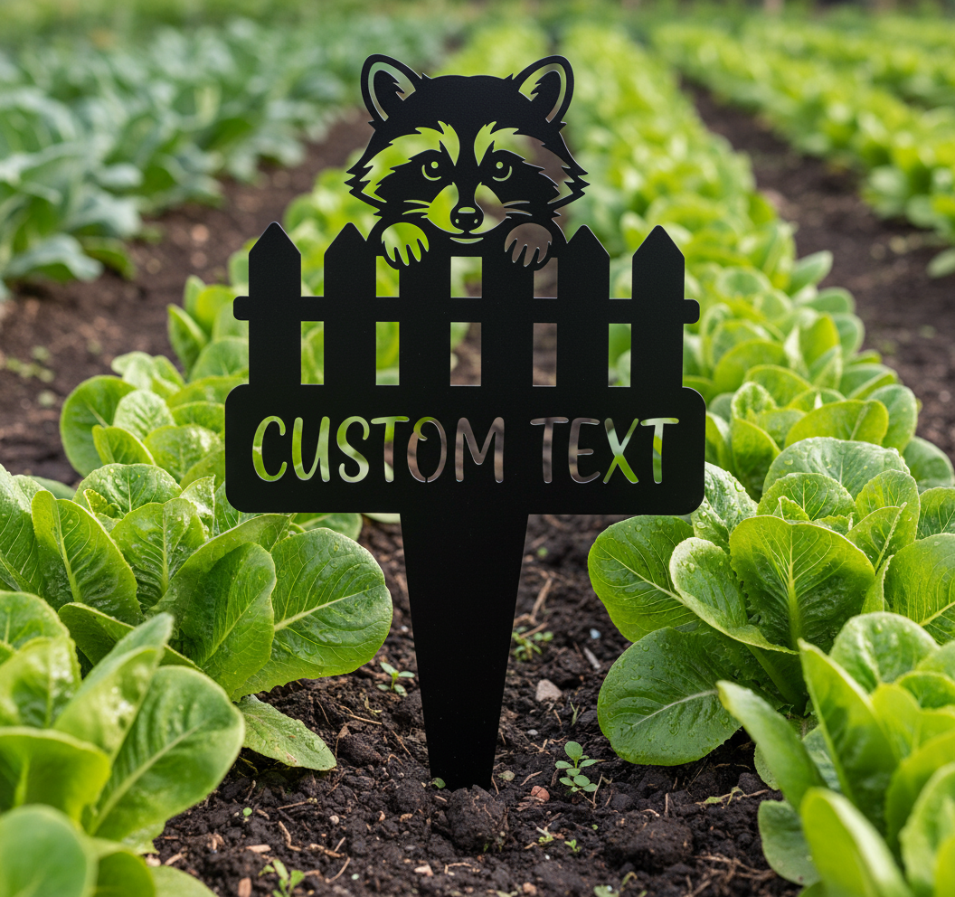 Personalisierter Gartenstecker Waschbär mit Namen aus schwarzem Stahl – Bild 7