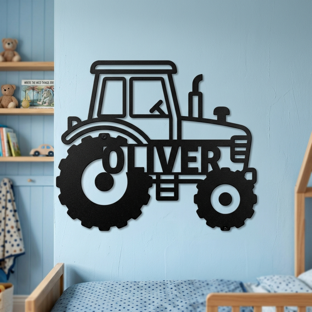 Personalisiertes Traktor Kindername Metallschild – Bild 2