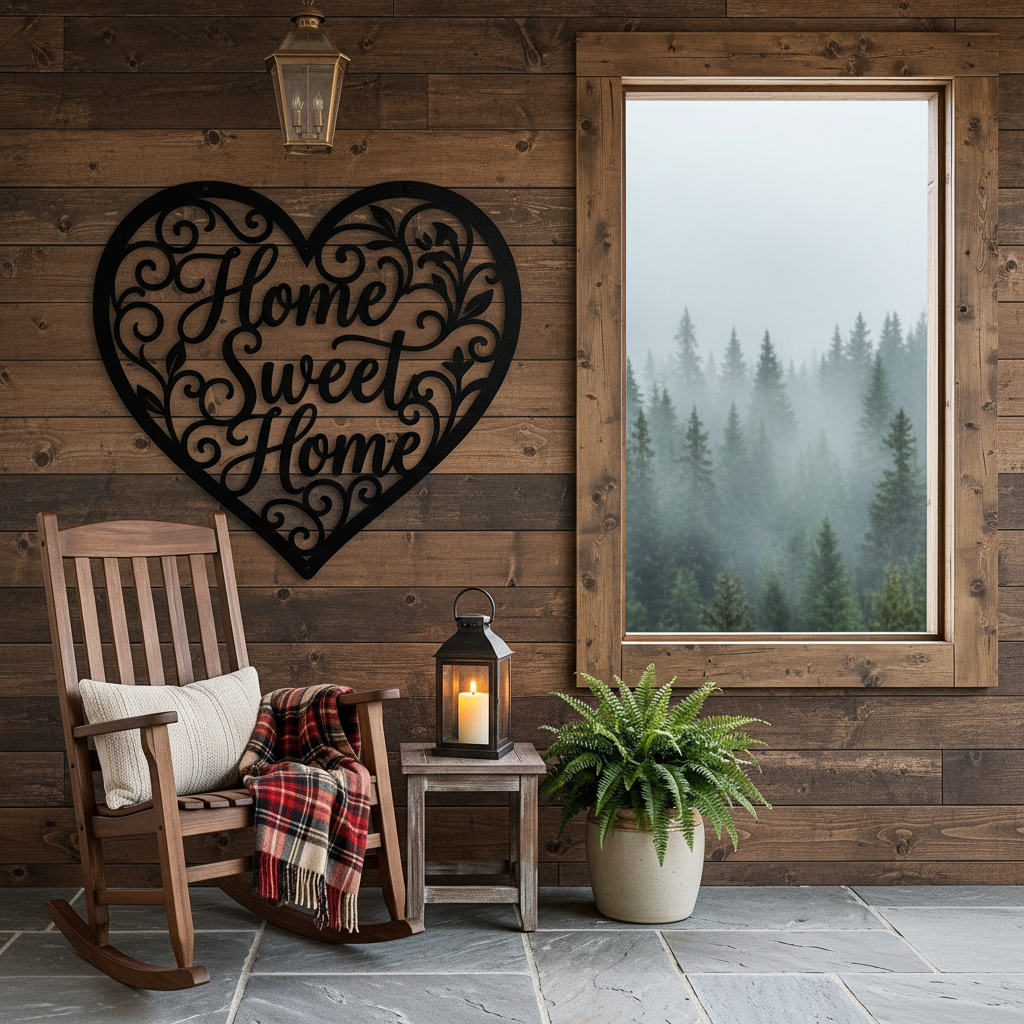 Home Sweet Home Metallschild in Herzform mit filigranen Schnörkeln aus schwarzem Stahl – Bild 6