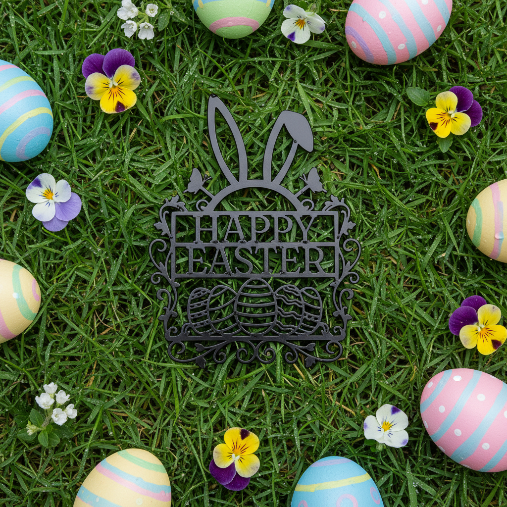 Happy Easter Hasenohren und Ostereier Metallschild – Bild 7