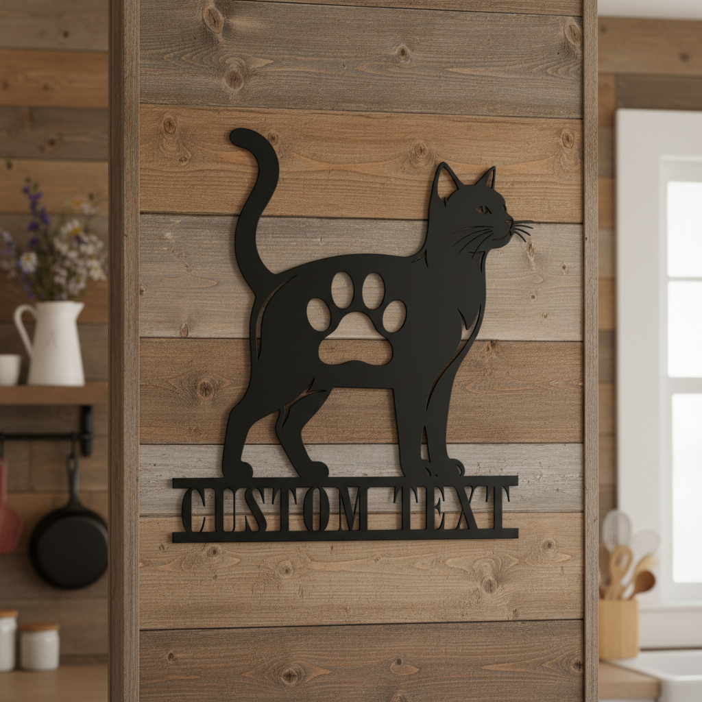 Personalisiertes Katzen Pfotenabdruck Metallschild – Bild 3