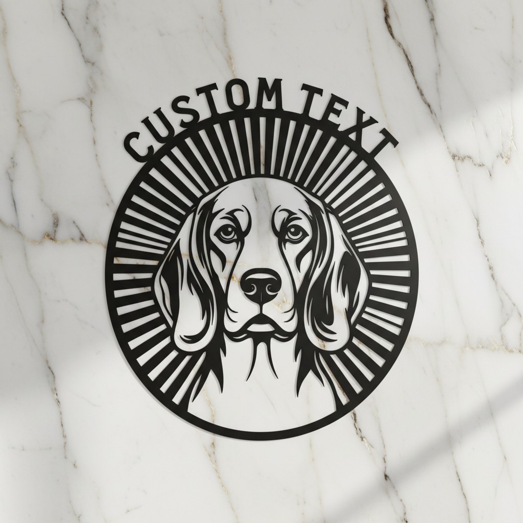 Personalisiertes Beagle Porträt Metallschild rund – Bild 5
