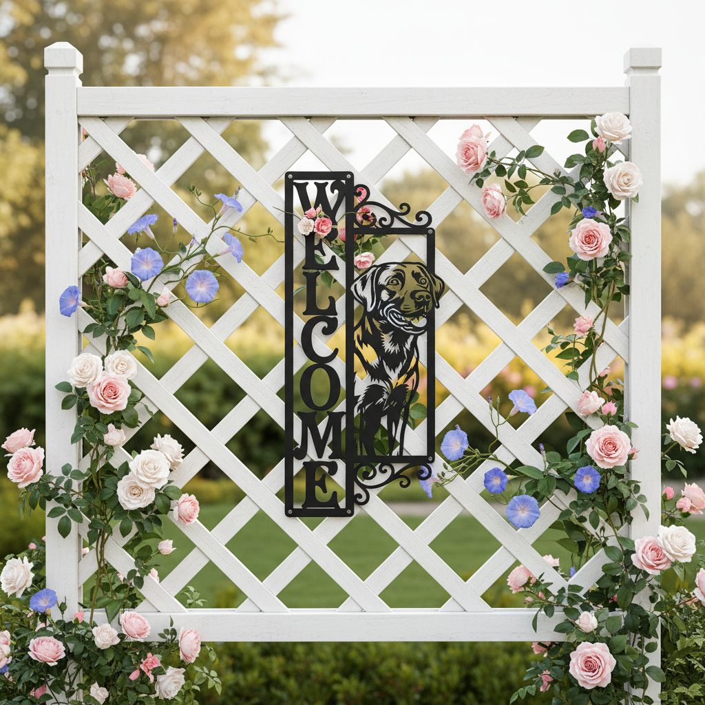 Labrador Retriever welcome sign in vertical black steel – image 10