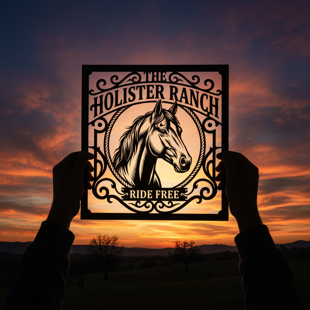 Personalisiertes Ranch Schild quadratisch mit Pferdekopf – Bild 3