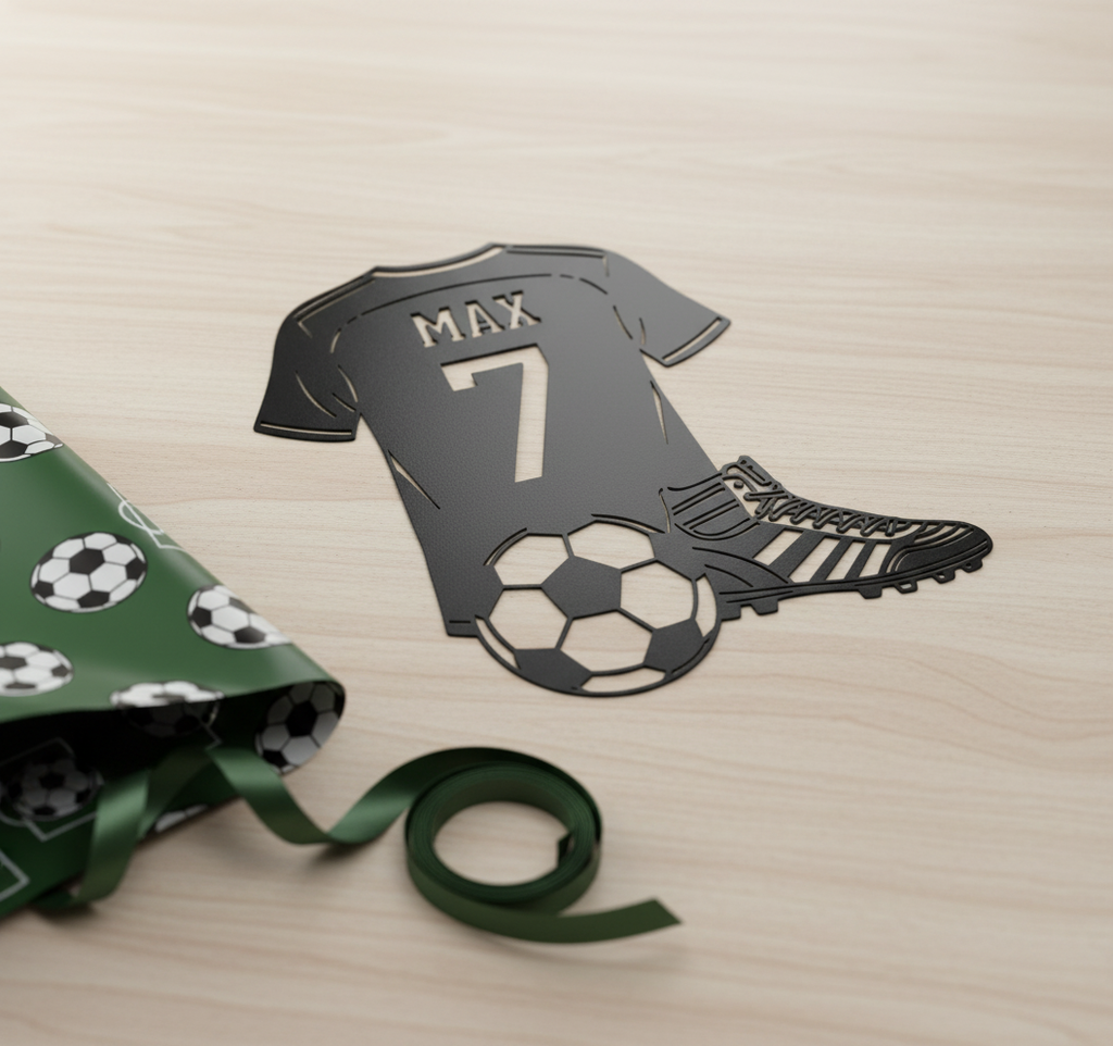 Personalisiertes Fußballtrikot Metallschild mit Name und Nummer aus Stahl – Bild 6