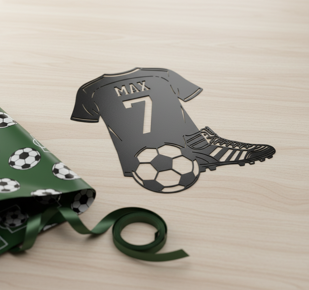 Personalisiertes Fußballtrikot Metallschild mit Name und Nummer aus Stahl – Bild 6