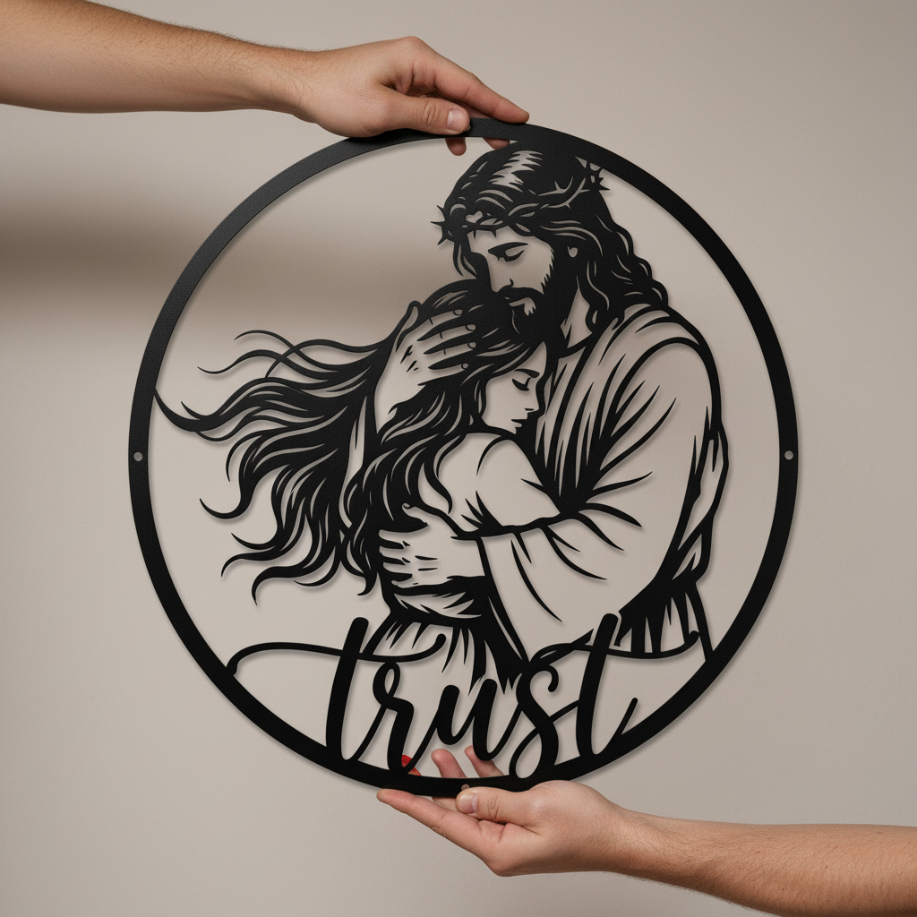 Personalisiertes rundes Jesus Metallschild – Bild 9