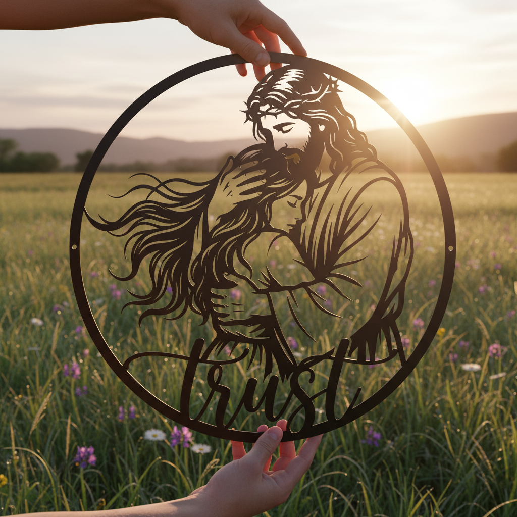 Personalisiertes rundes Jesus Metallschild – Bild 5
