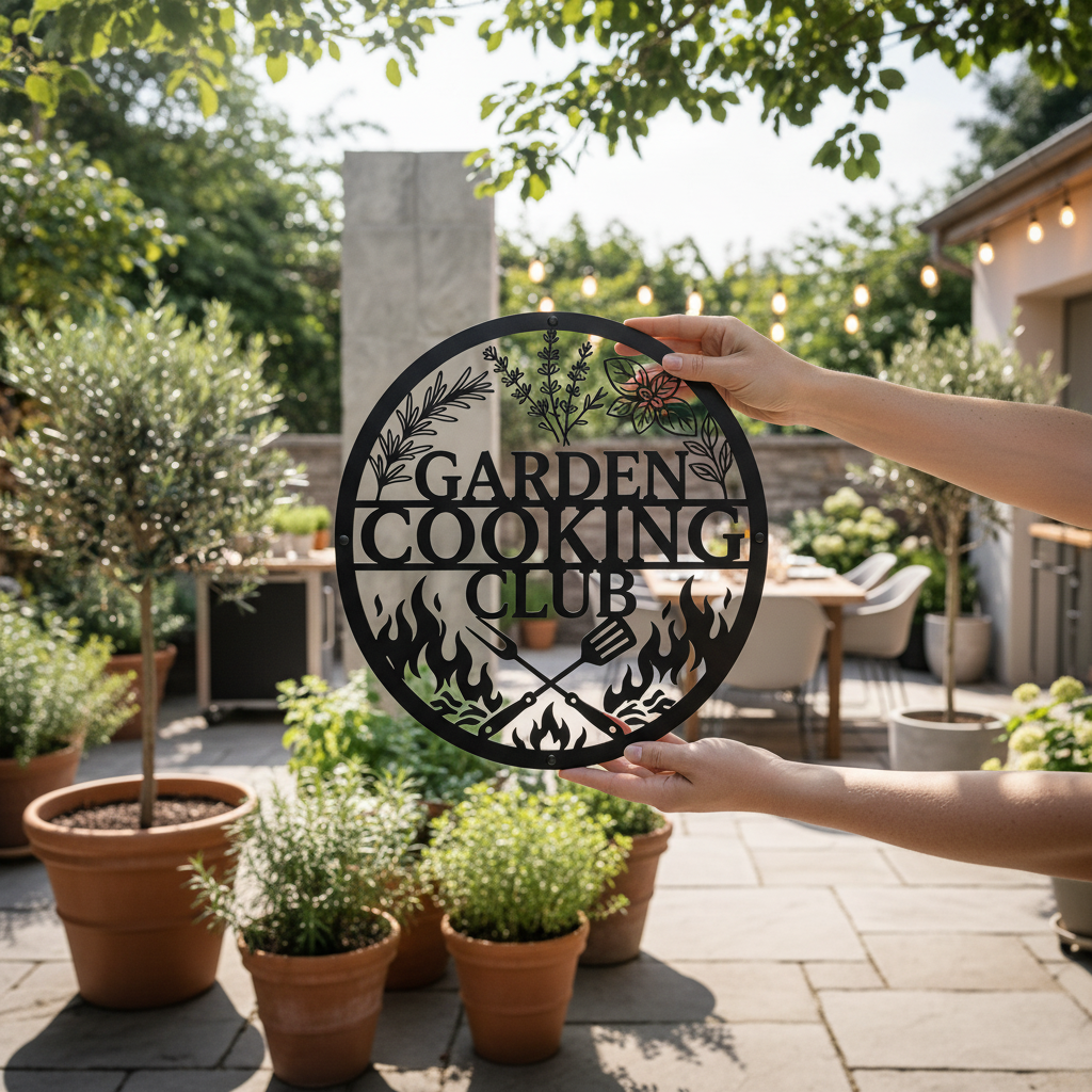 Personalisiertes Garten Grill Club Metallschild – Bild 4