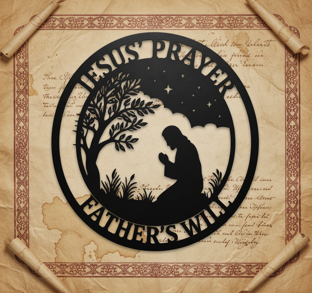 Betender Jesus in Gethsemane unter dem Baum Metallschild rund – Bild 6