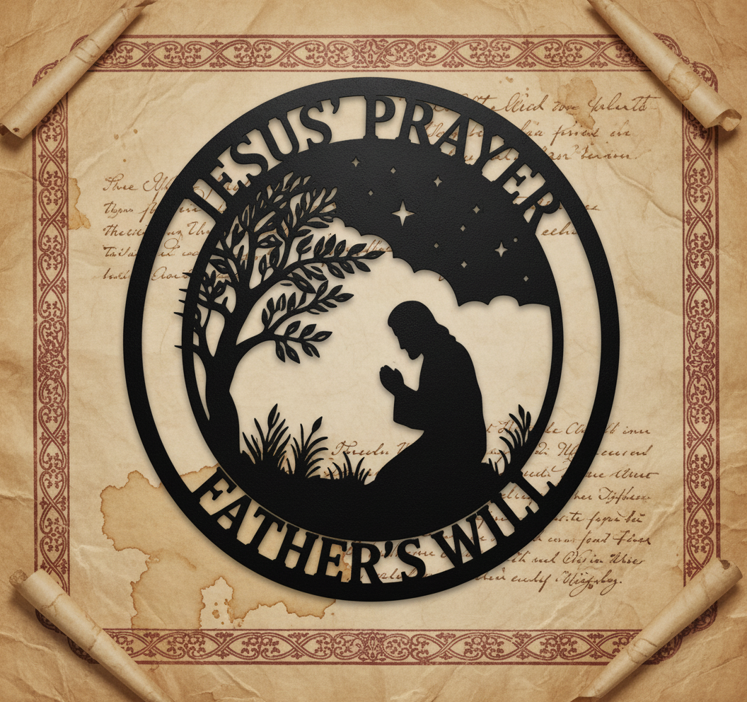 Betender Jesus in Gethsemane unter dem Baum Metallschild rund – Bild 6