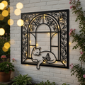 Katze im Bogenfenster Metallschild