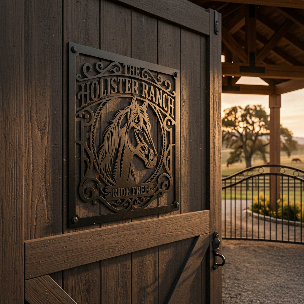 Personalisiertes Ranch Schild quadratisch mit Pferdekopf – Bild 5