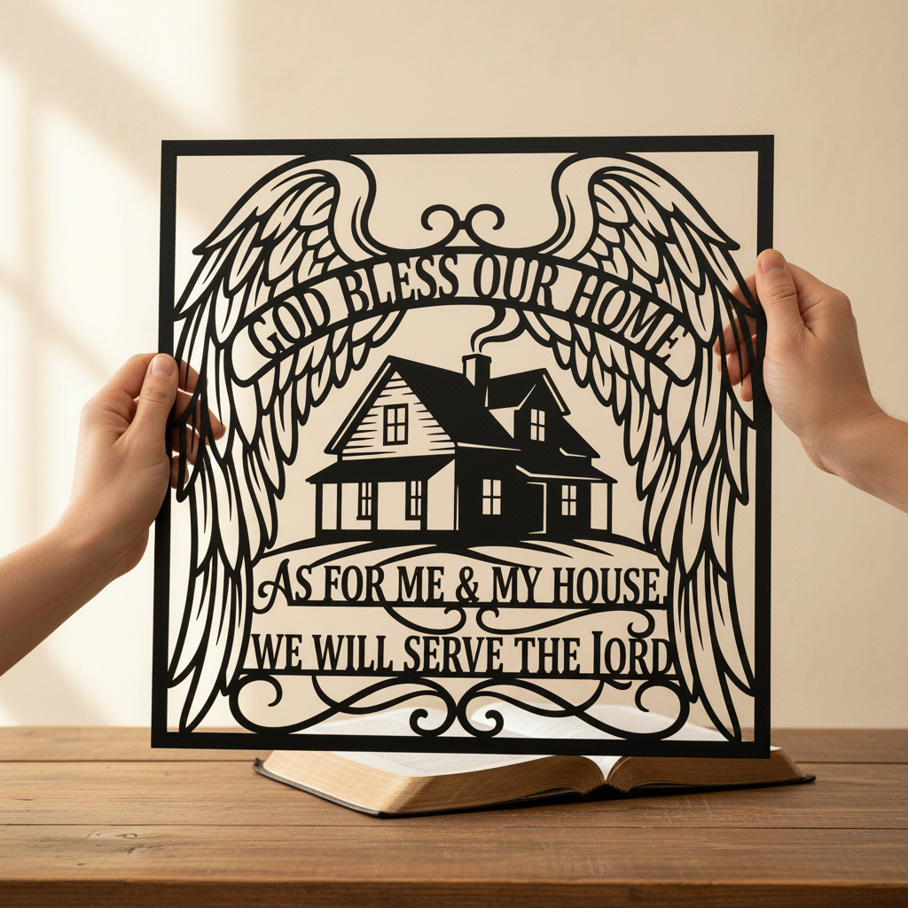 Personalisiertes God Bless Serve the Lord Familienschild – Bild 3