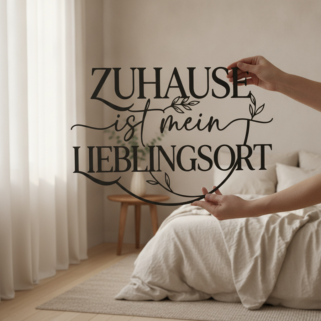 Metallschild mit Spruch Zuhause ist mein Lieblingsort aus schwarzem Stahl – Bild 3