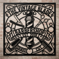 Personalisiertes Barbershop Metallschild quadratisch im Vintage Stil – Bild 1