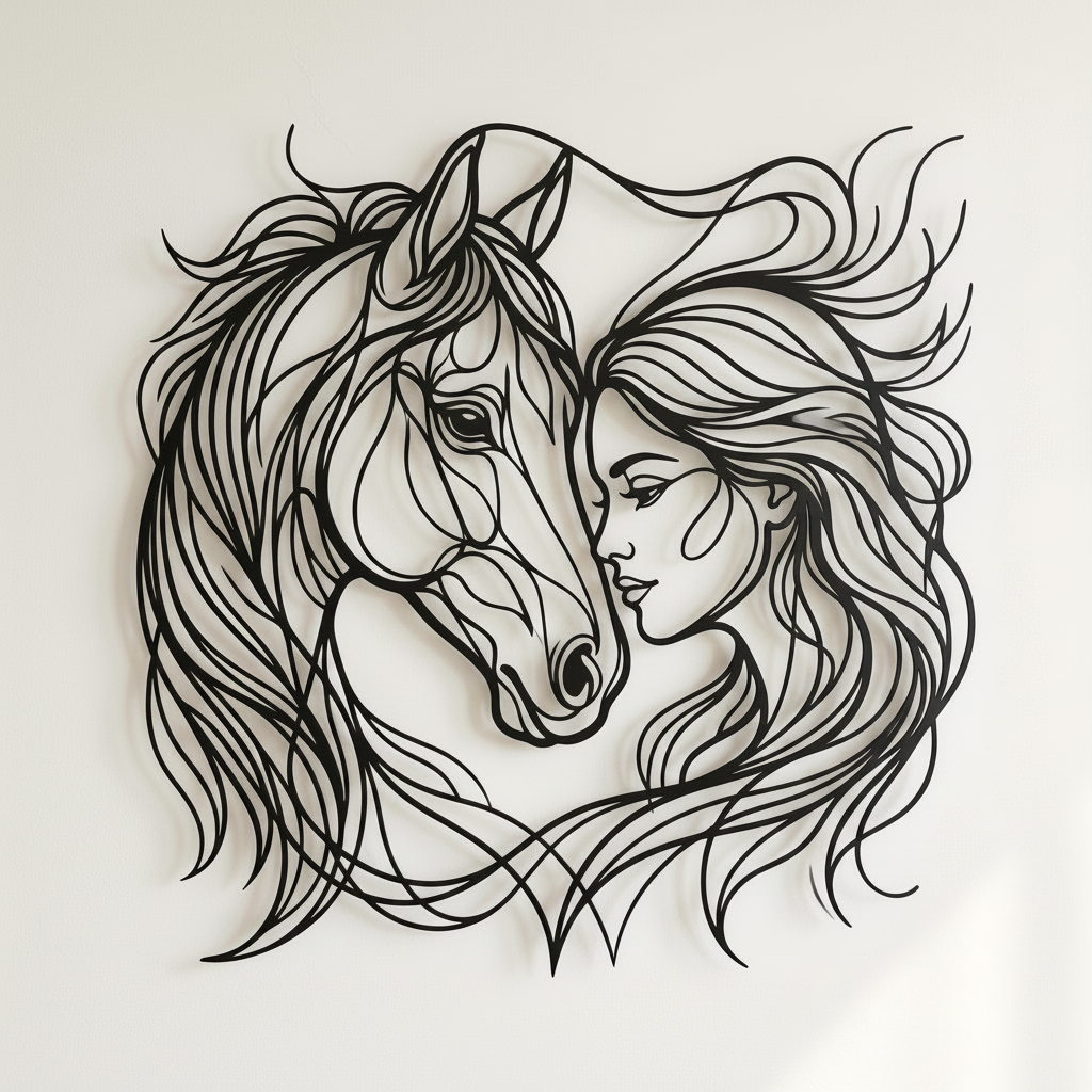 Mädchen und Pferd Metallschild