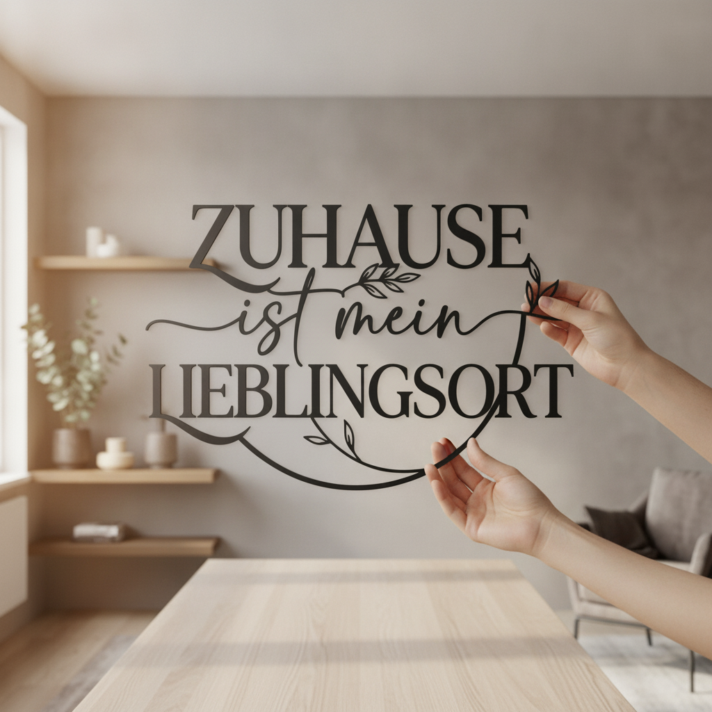 Metallschild mit Spruch Zuhause ist mein Lieblingsort aus schwarzem Stahl – Bild 5