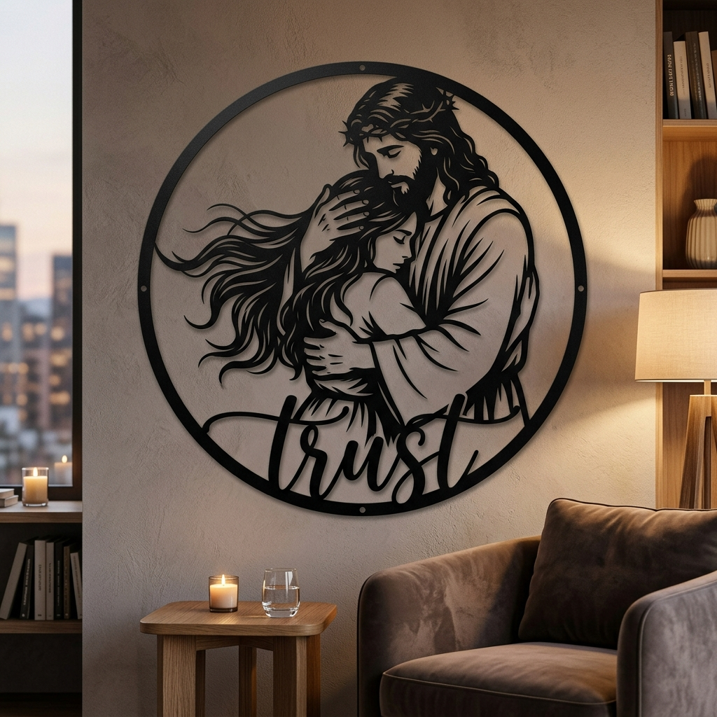 Personalisiertes rundes Jesus Metallschild – Bild 1