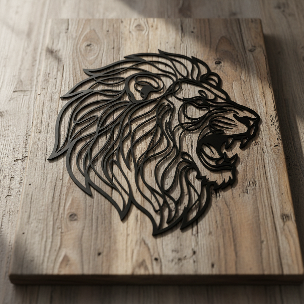 Personalized roaring lion head metal sign with name in black steel – image 6