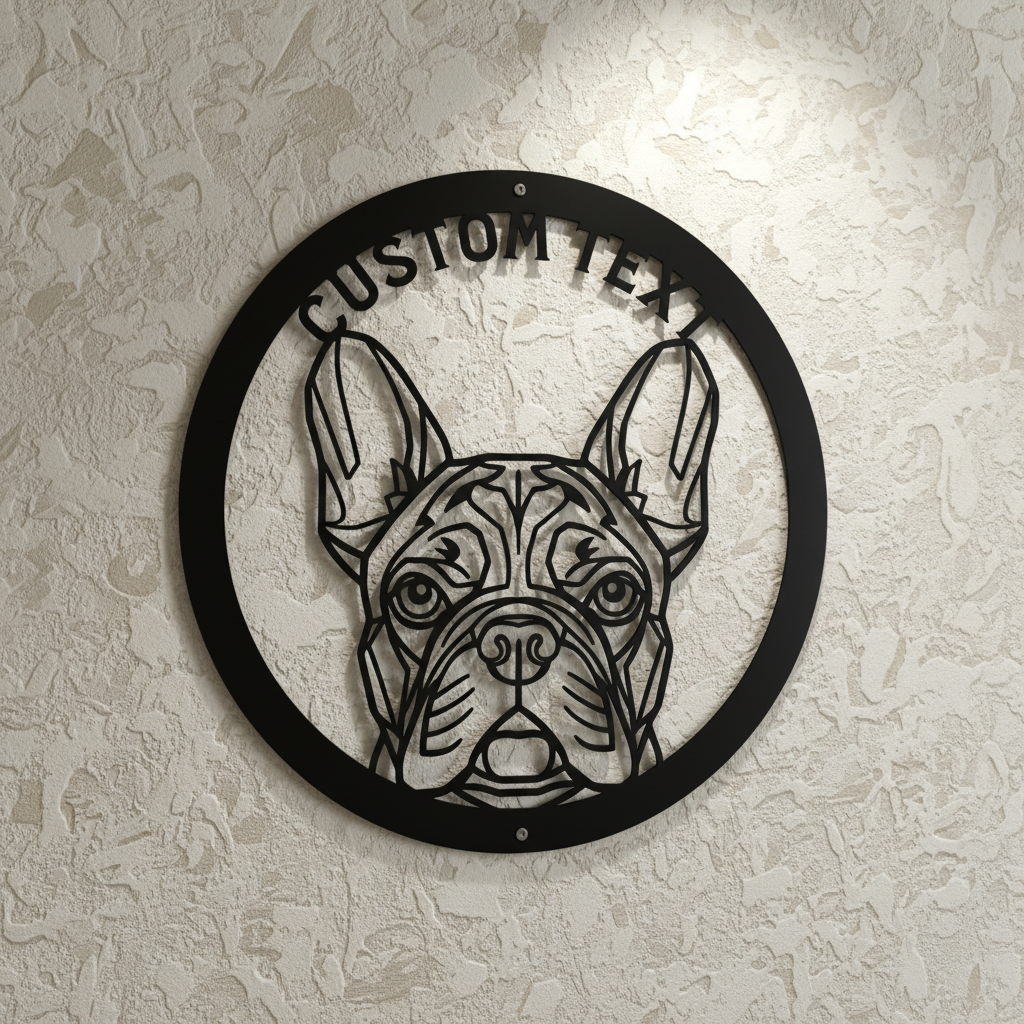 Französische Bulldogge Frenchie Love Metallschild rund – Bild 10