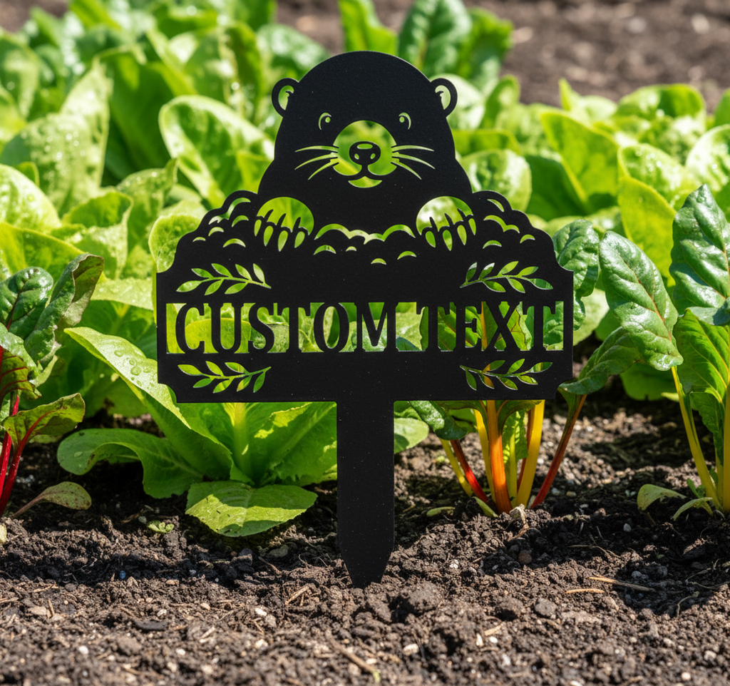 Personalisierter Maulwurf Gartenstecker mit Maulwurfshügel – Bild 9