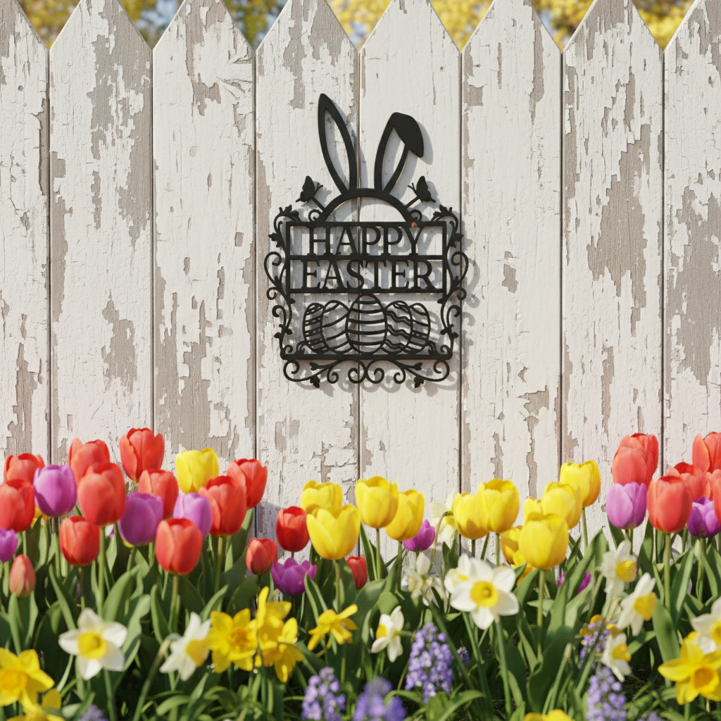 Happy Easter Hasenohren und Ostereier Metallschild – Bild 10