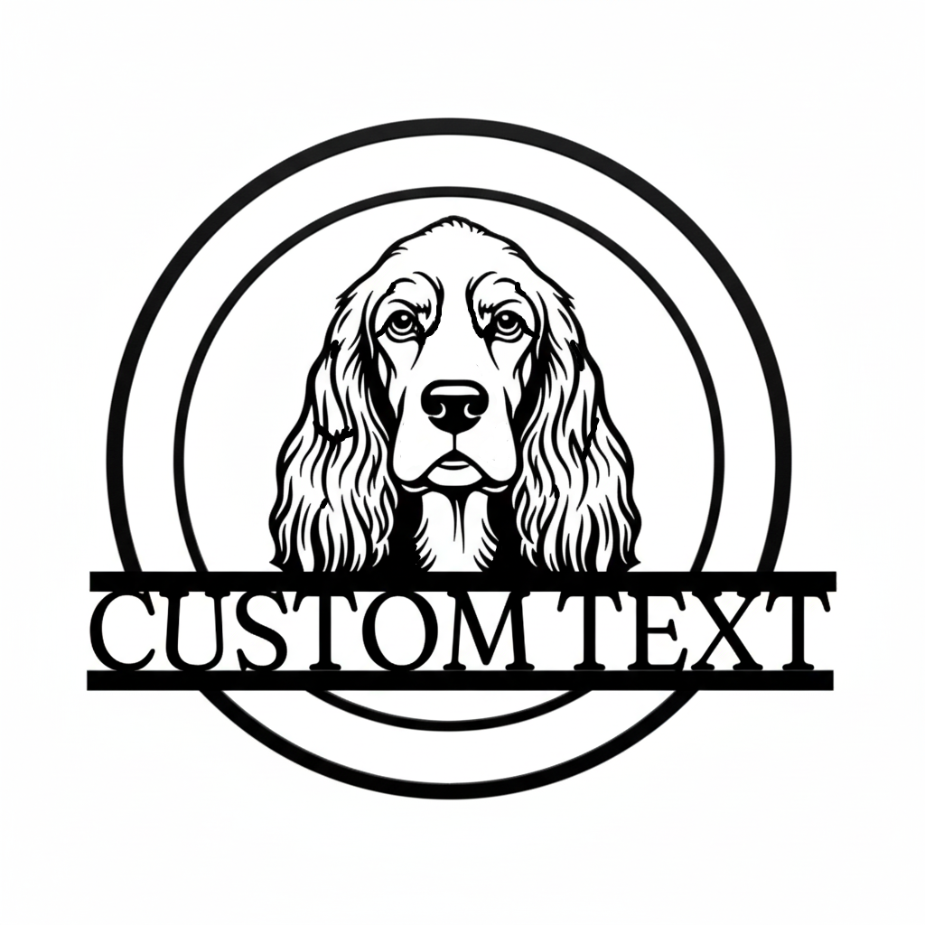 Personalized Cocker Spaniel metal sign with dog name in black steel – image 4