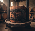 Personalized round wine barrel metal sign with grapevines, name and year