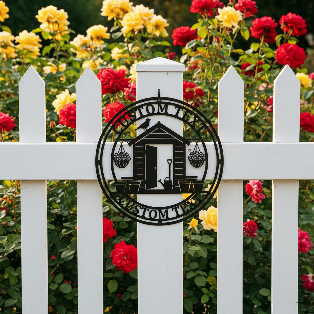 Personalisiertes Gartenhaus Schild mit Namen aus schwarzem Stahl – Bild 8