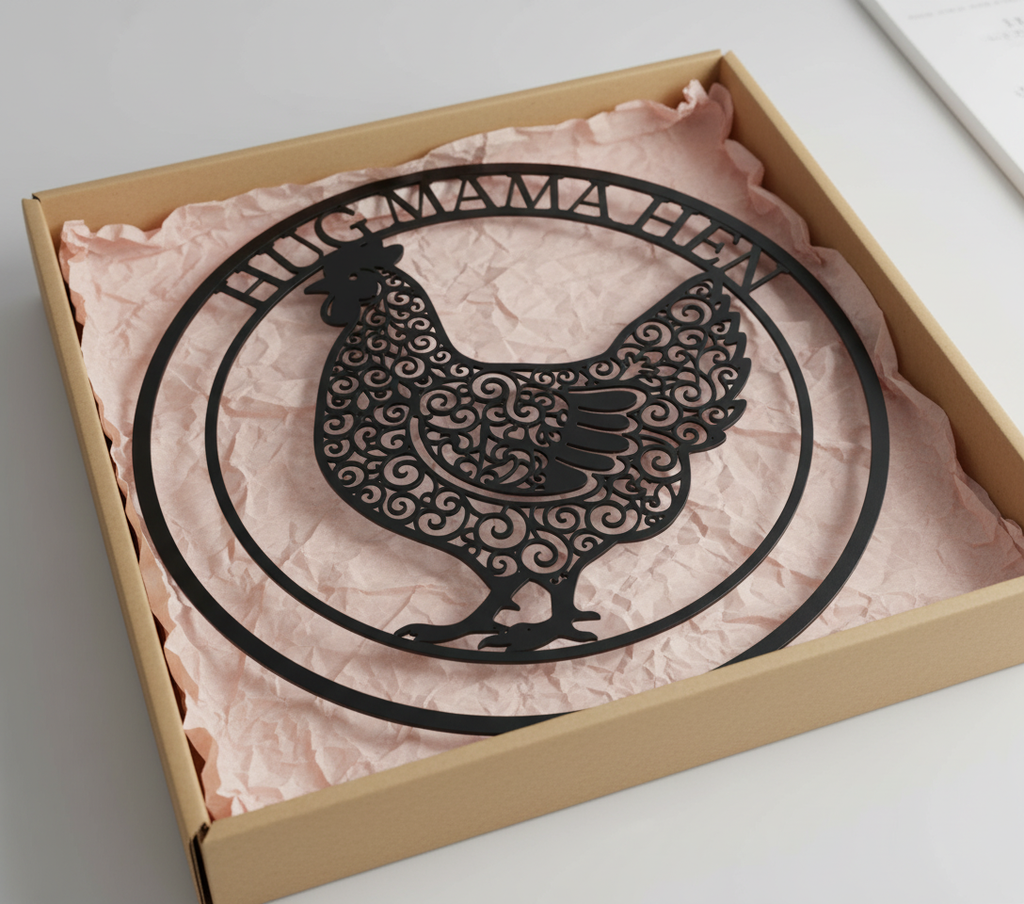 Personalisiertes Hühnerstall Schild mit Huhn und Namen aus schwarzem Stahl – Bild 8